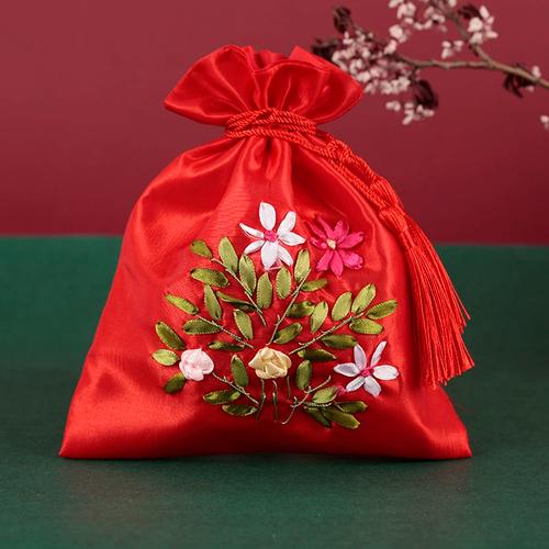 手工丝带绣花古风中国风创意束口锦袋抽绳首饰珠宝礼品收纳包包